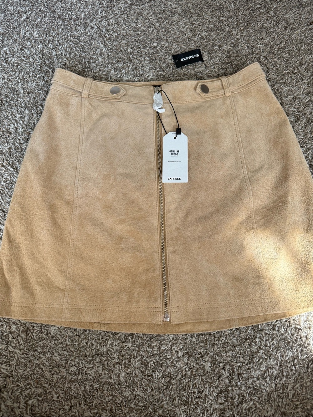 Express Genuine Suede Mini Skirt in Tan